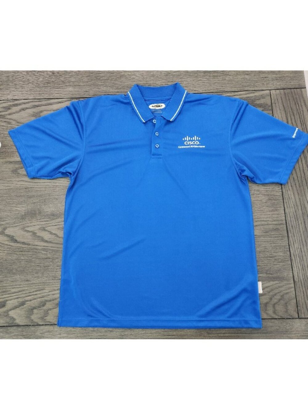 CISCO Systems Polo Shirt  Old logo Connected Architecture Poly-dri Blue X-Large